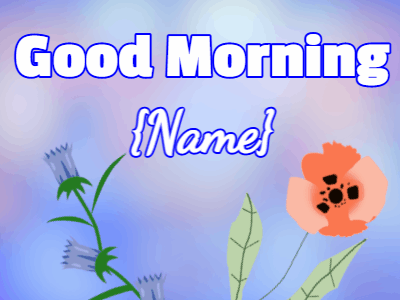 Good Morning GIF, good-morning-30 @ Editable GIFs, Swaying flowers on blue background