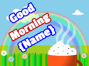 GIF: Morning rainbow meadow coffee