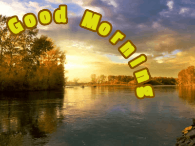 Good Morning GIF, good-morning-46 @ Editable GIFs,Good morning lake scene with jumping fish