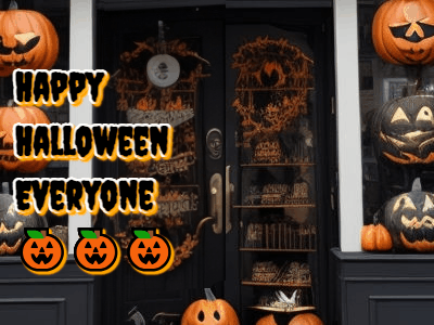 Halloween GIF, halloween-30 @ Editable GIFs,Ghosts fly out of a door