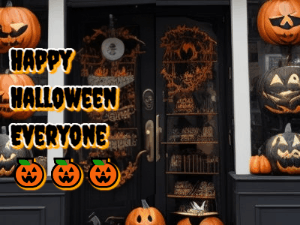 GIF: Ghosts fly out of a door
