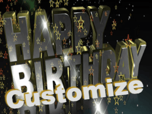 Happy Birthday GIF:Silvery Birthday Letters and Golden Stars