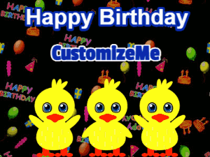 A hilarious birthday gif with cute chicks changing their mind when they see how birthday cakes are made.