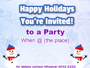 GIF: A holiday party snowman invitation