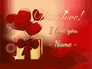 Love Message on hearts gift box card