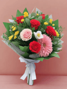 GIF: Valentines bouquet and rising hearts